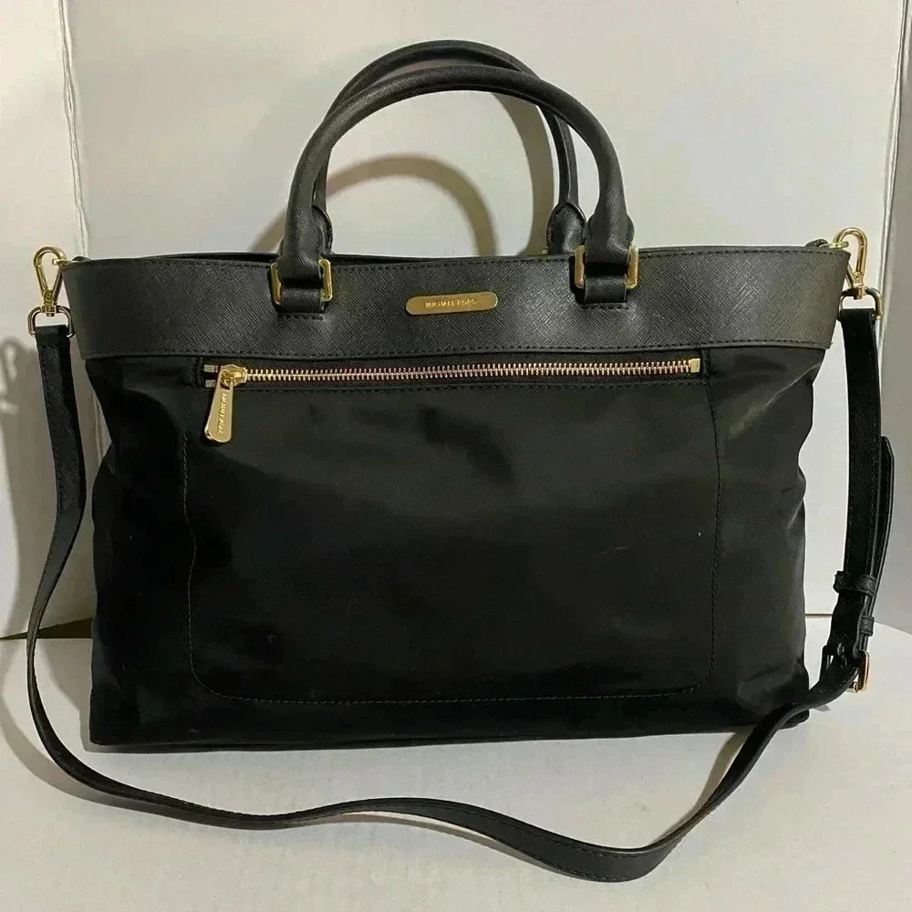 Michael kors Black nylon & saffiano leather satchel bag